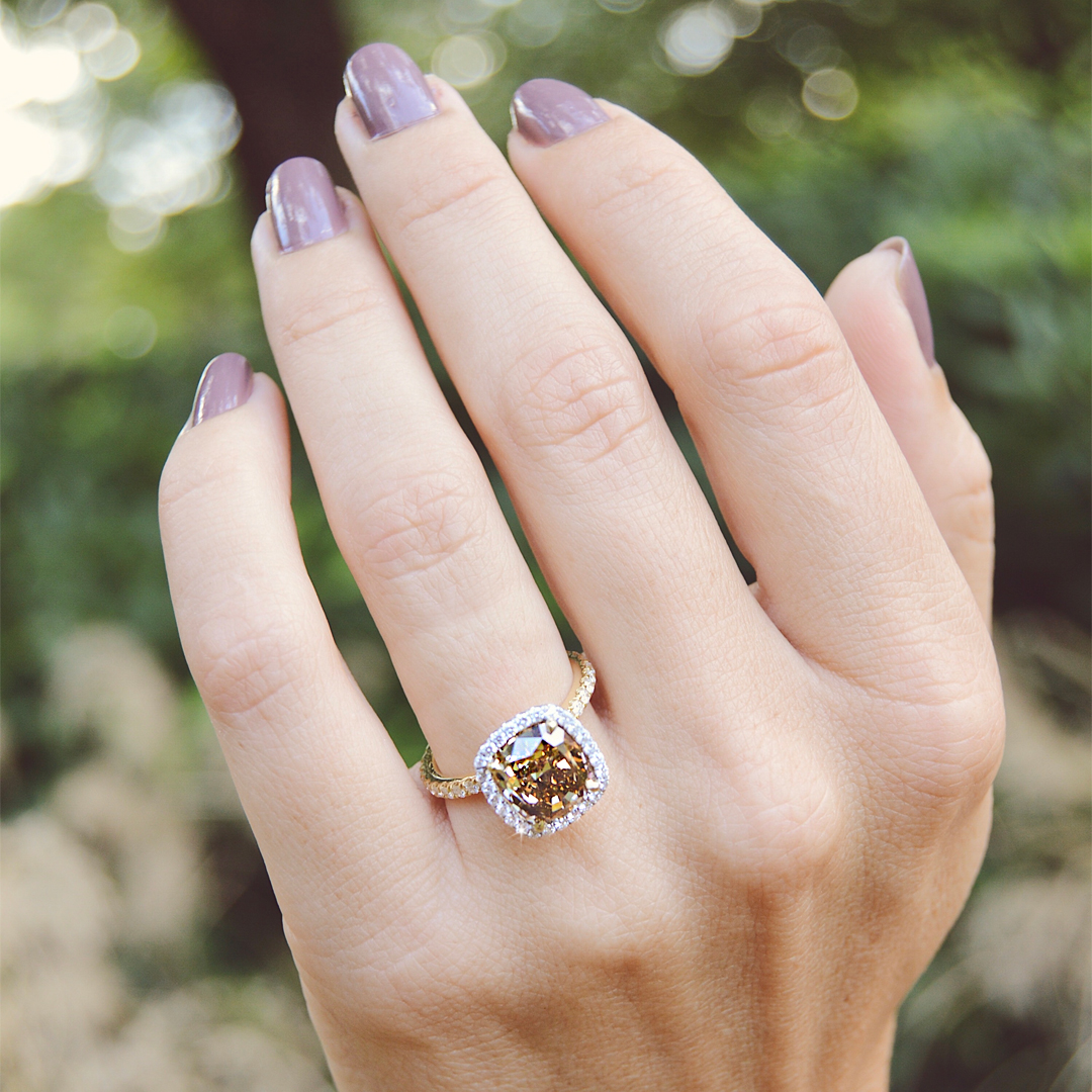 cognac-color-diamond-custom-halo-engagement-ring-by-Ascot-Diamonds