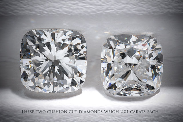 2.01 cushion cut diamond comparison at Ascot Diamonds NYC, DC, Dallas & ATL