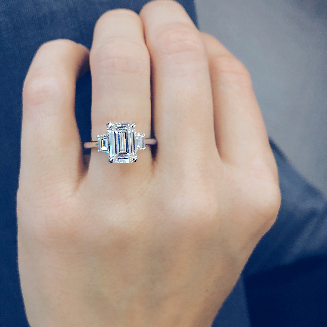 emerald cut diamond platinum solitaire ring by Ascot Diamonds