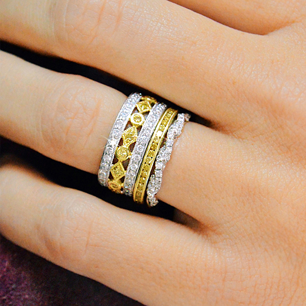Stacking diamond Rings made in Atlanta, New York, Dallas, and Washington, DC by Ascot Diamonds