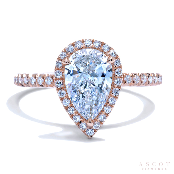 rose gold engagement ring - pear shaped diamond