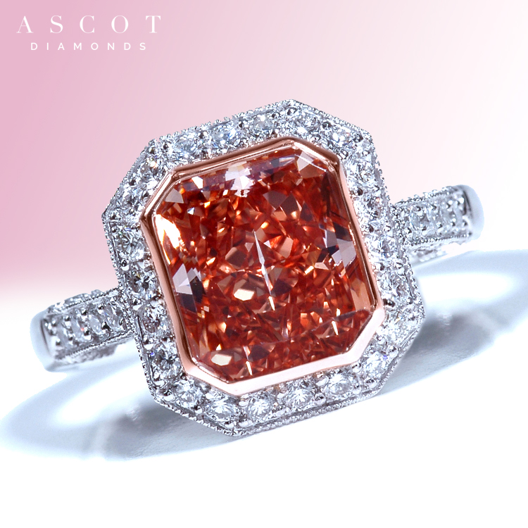 Natural Fancy Deep Brownish Orangy Pink Diamond Engagement Ring
