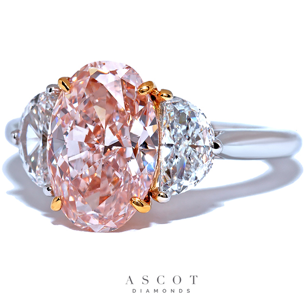 natural pink oval diamond engagement ring by Ascot Diamonds