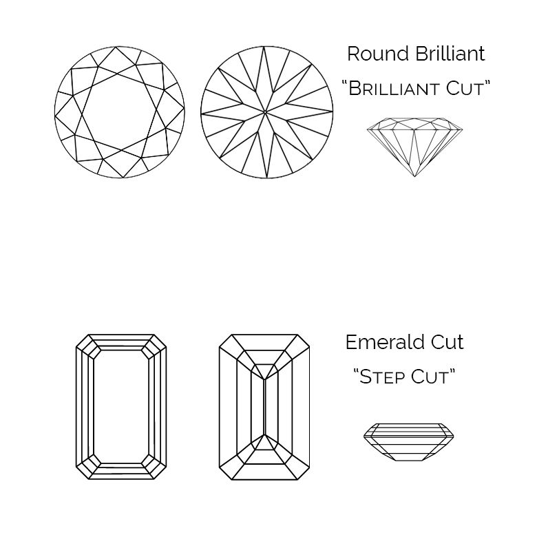 brilliant cut vs. step cut diamonds - Learn more about diamonds at Ascot Diamonds