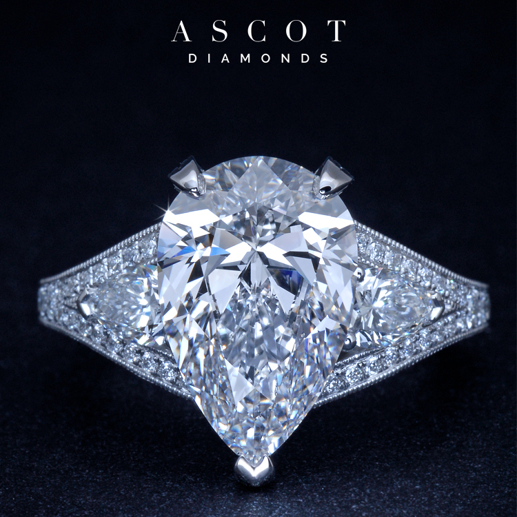 custom pear shaped diamond engagement ring - Ascot Diamonds Atlanta, Dallas TX, Washington DC, New York