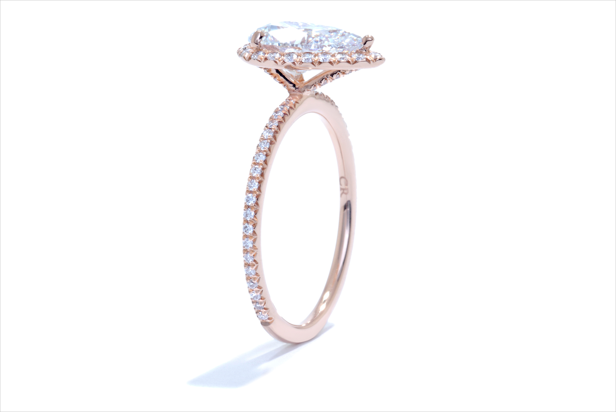 pear shape rose gold diamond ring at Ascot Diamonds