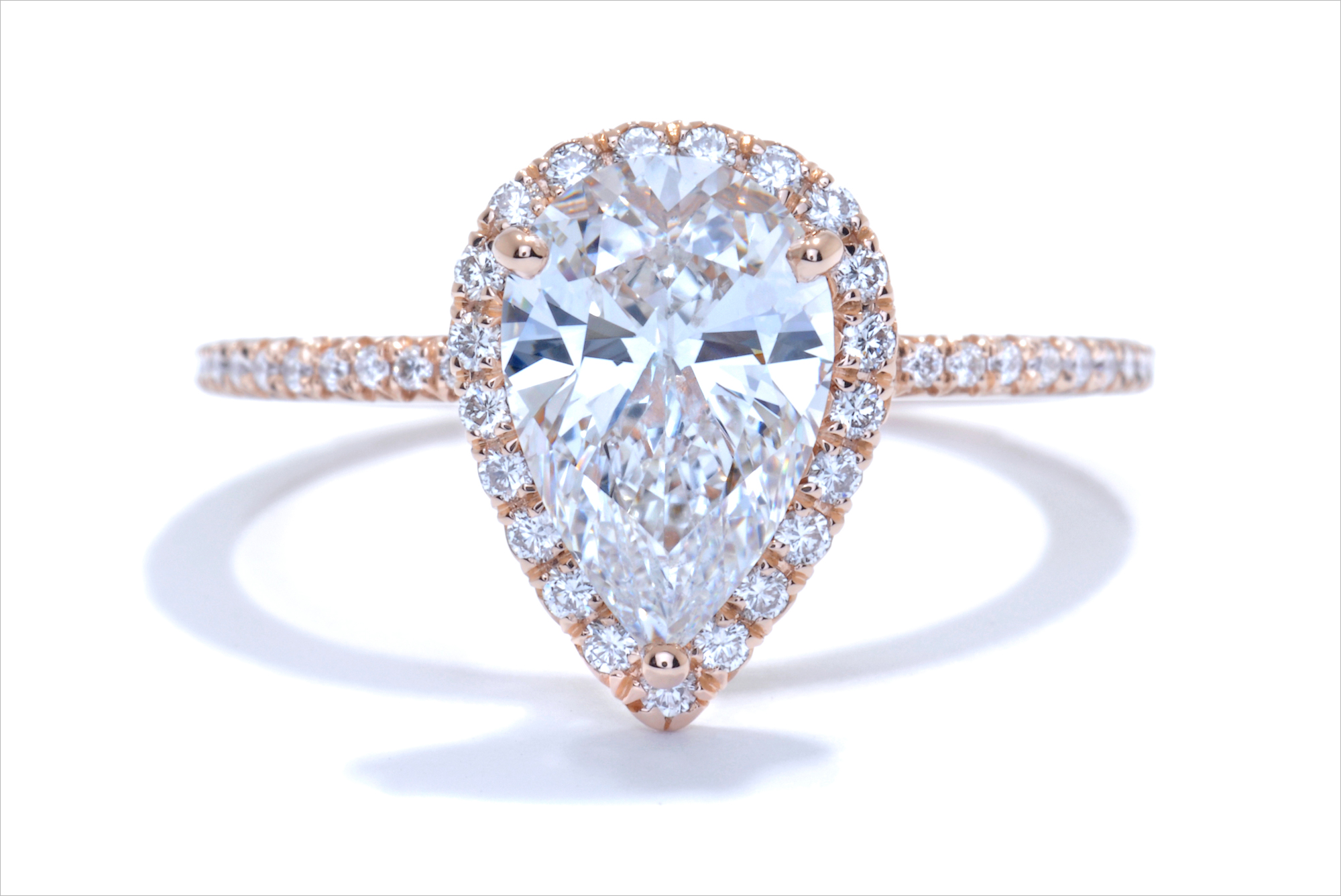 pear shape rose gold diamond ring at Ascot Diamonds
