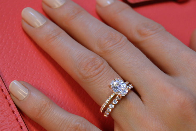 Rose Gold Diamond Engagement Ring and Wedding Band by Ascot Diamonds at Ascot Diamonds