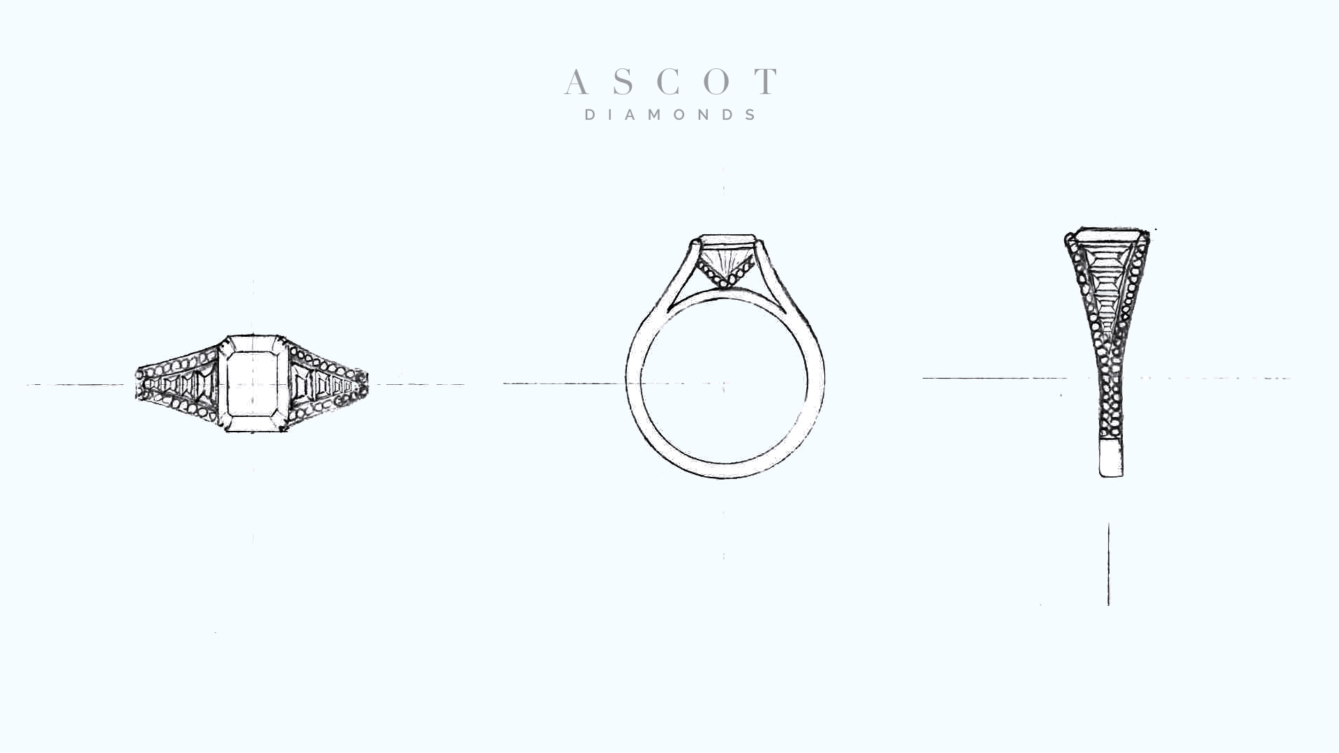 custom engagement ring sketch by Ascot Diamonds