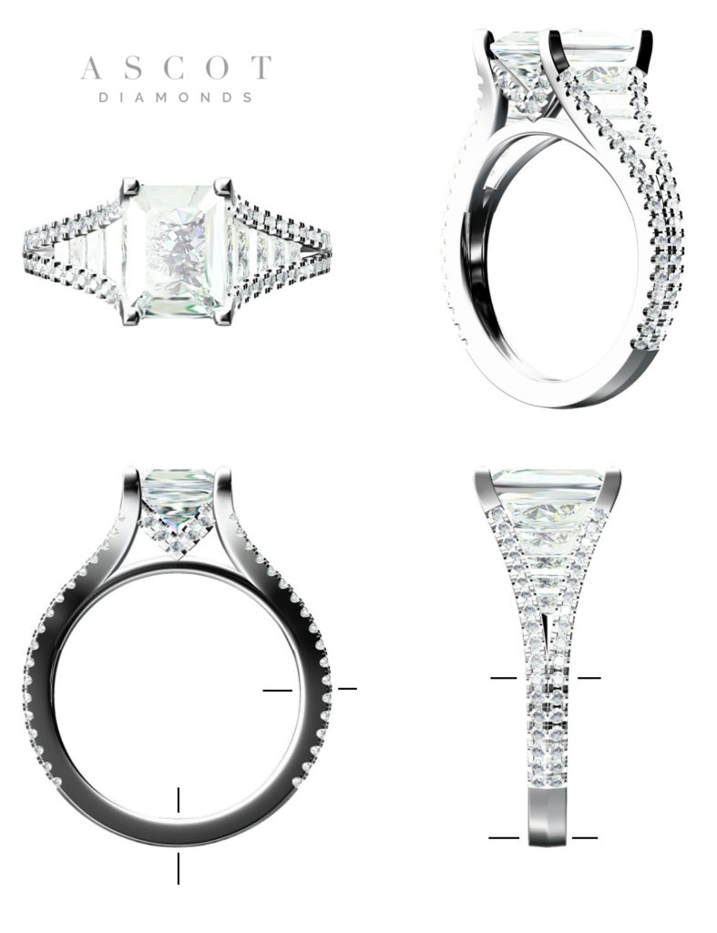 custom diamond engagement ring cad-cam design by Ascot Diamonds