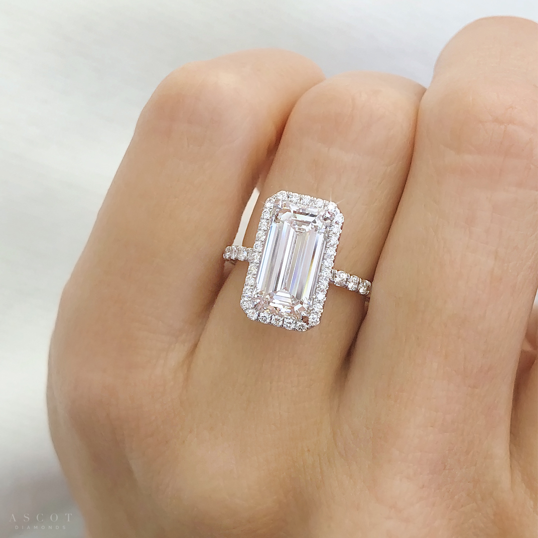 3 carat emerald cut diamond engagement ring - custom design by ascot diamonds