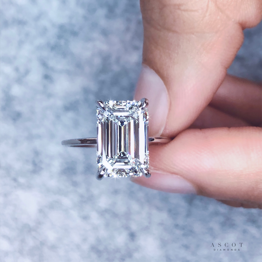 1.6 Ct. Emerald Cut Natural Diamond 3 Stone Emerald Diamond Engagement Ring  (GIA Certified) | Diamond Mansion