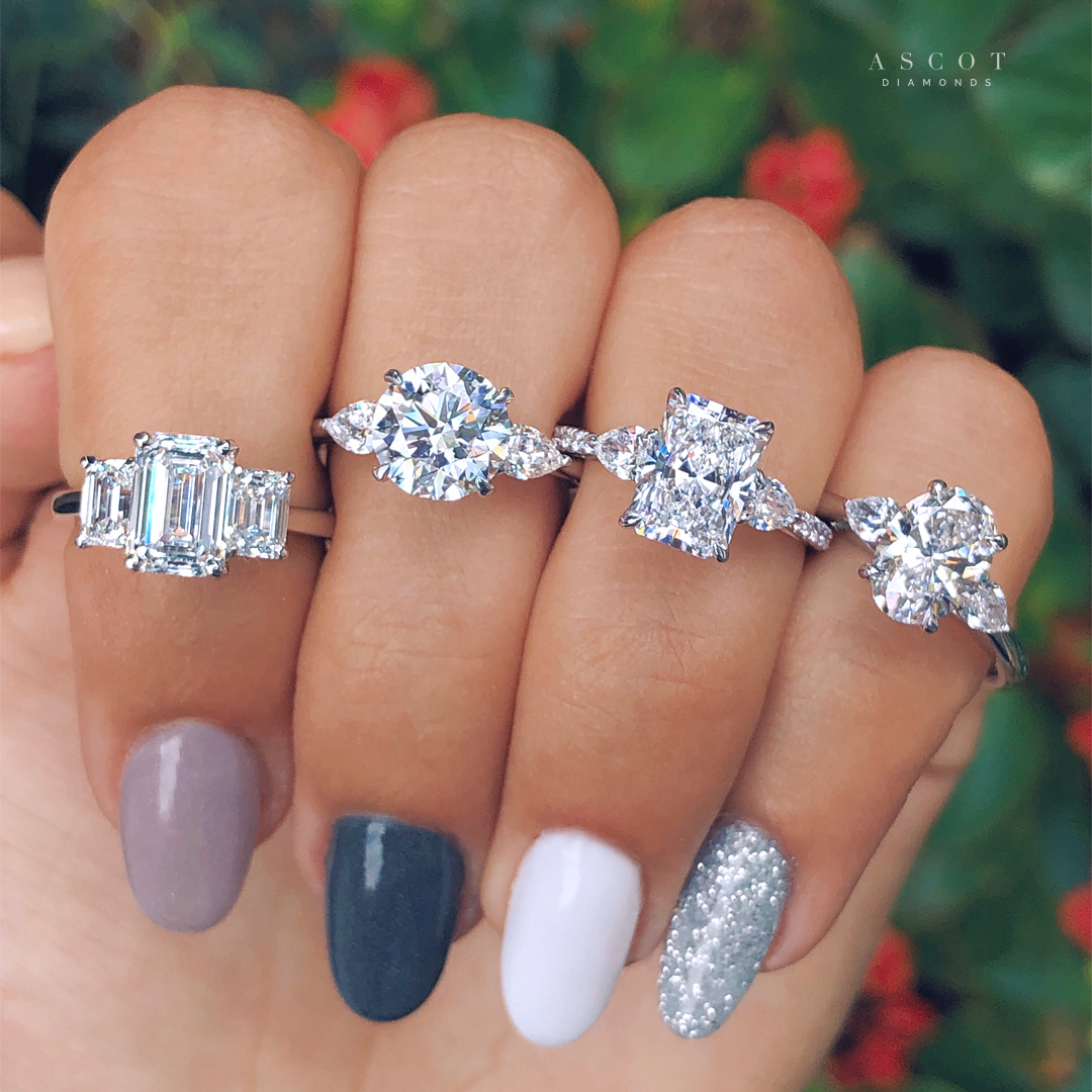 3 Carat Fancy-Black Diamond Engagement Ring 3-Stone Design