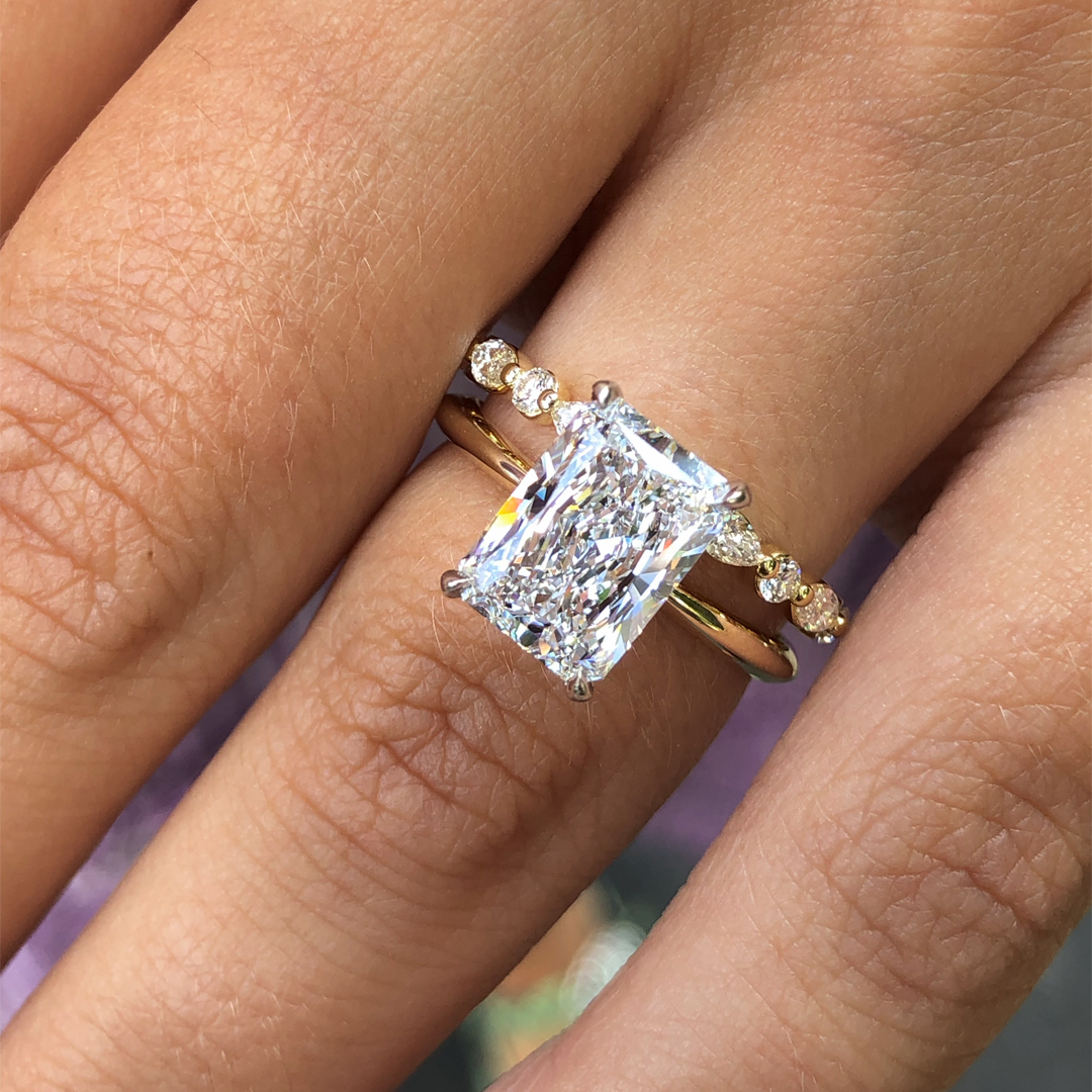 Chunky Gold Engagement Ring, Round Moissanite Wide Band Ring, Thick Ba –  Madelynn Cassin Designs
